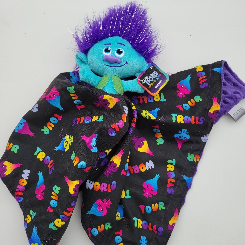 Lovey Trolls Branch Plush Security Blanket for Babies & Toddlers, Cotton